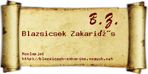 Blazsicsek Zakariás névjegykártya